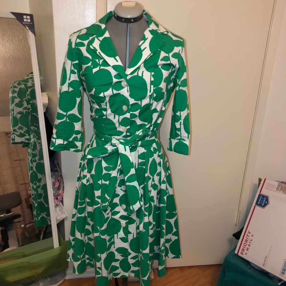 90s vintage Green picnic dress